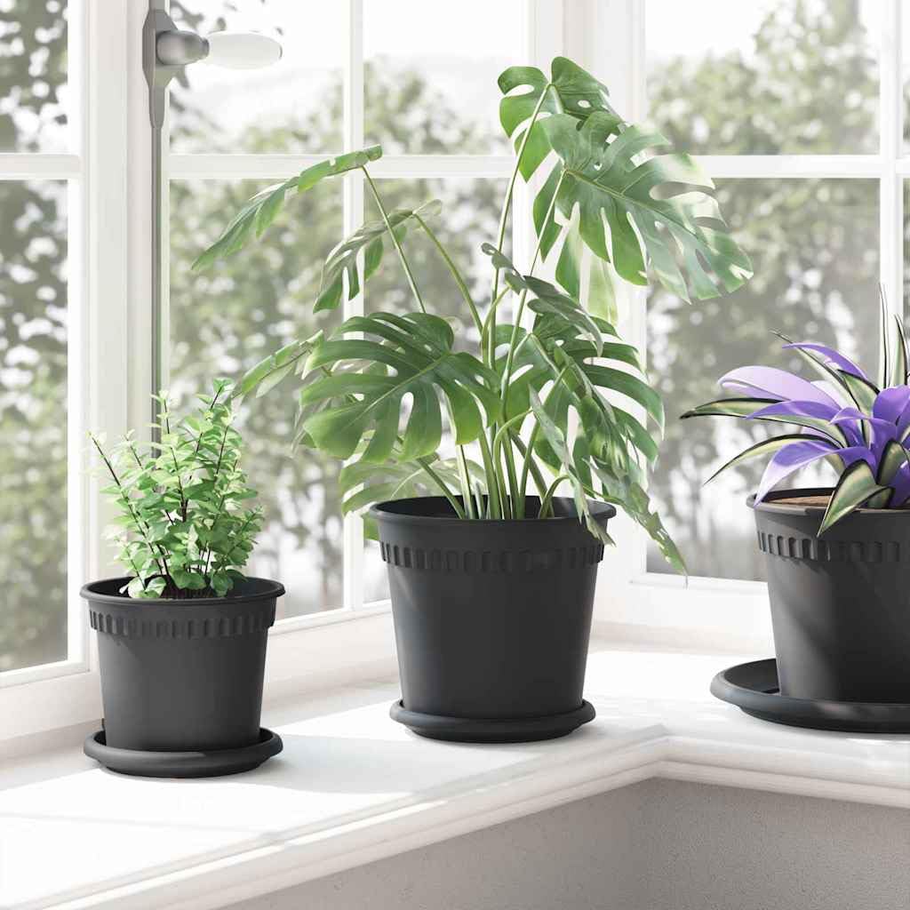 Blumentöpfe Schwarz Kunststoff 24 Stück Ø 19 x 16 cm mit Entwässerungslöchern gerolltem Rand für Balkon Garten und Innenraum vielseitig leicht und langlebig