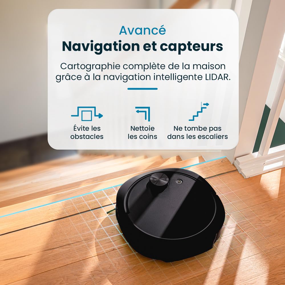 Robot Aspirapolvere E Scopa Connesso Con Base Svuotante Eziclean AlL-IN-One Z10 Plus - 240 Min - 6000 Pa - 180 M? - 1,5 L