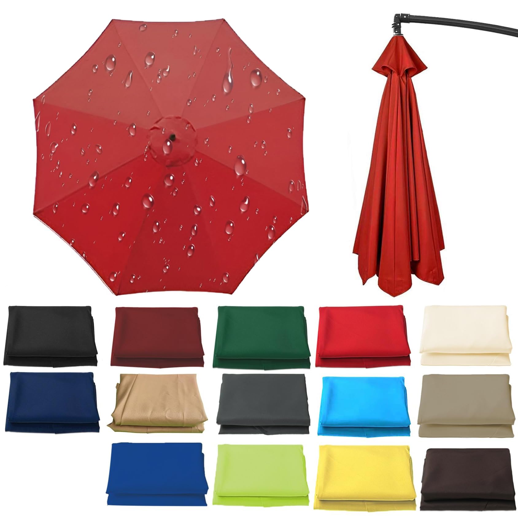 UUDQCD 2m-3.5m Replacement Parasol Canopy, 8 Arms 6 Arms Replacement Parasol Fabric Cover For Garden Umbrella Top Waterproof Anti-UV
