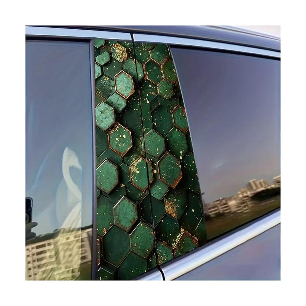 Decorative Items 2pcs Car Door Pillar Decoration Sticker Bronze Hexagons Glossy Protective Polyethylene Film