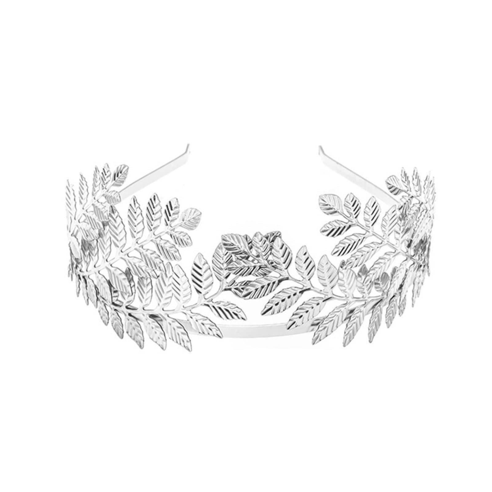 Corona de cumpleaños de la reina de la tiara, corona de princesa para mujeres y niñas, diadema de la corona de las hojas de las mujeres de la moda, accesorios para el cabello - plata