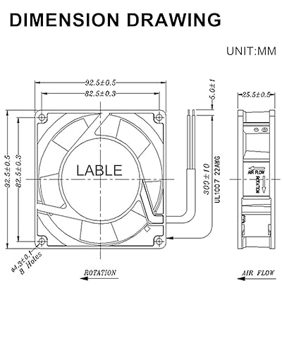 Vista 17 de GDSTIME Ventilador AXIAL 12038, 110 V 120 V CA 4.724 in x 1.496 in, doble rodamiento de bolas, alto CFM con cable de alimentación Swtich