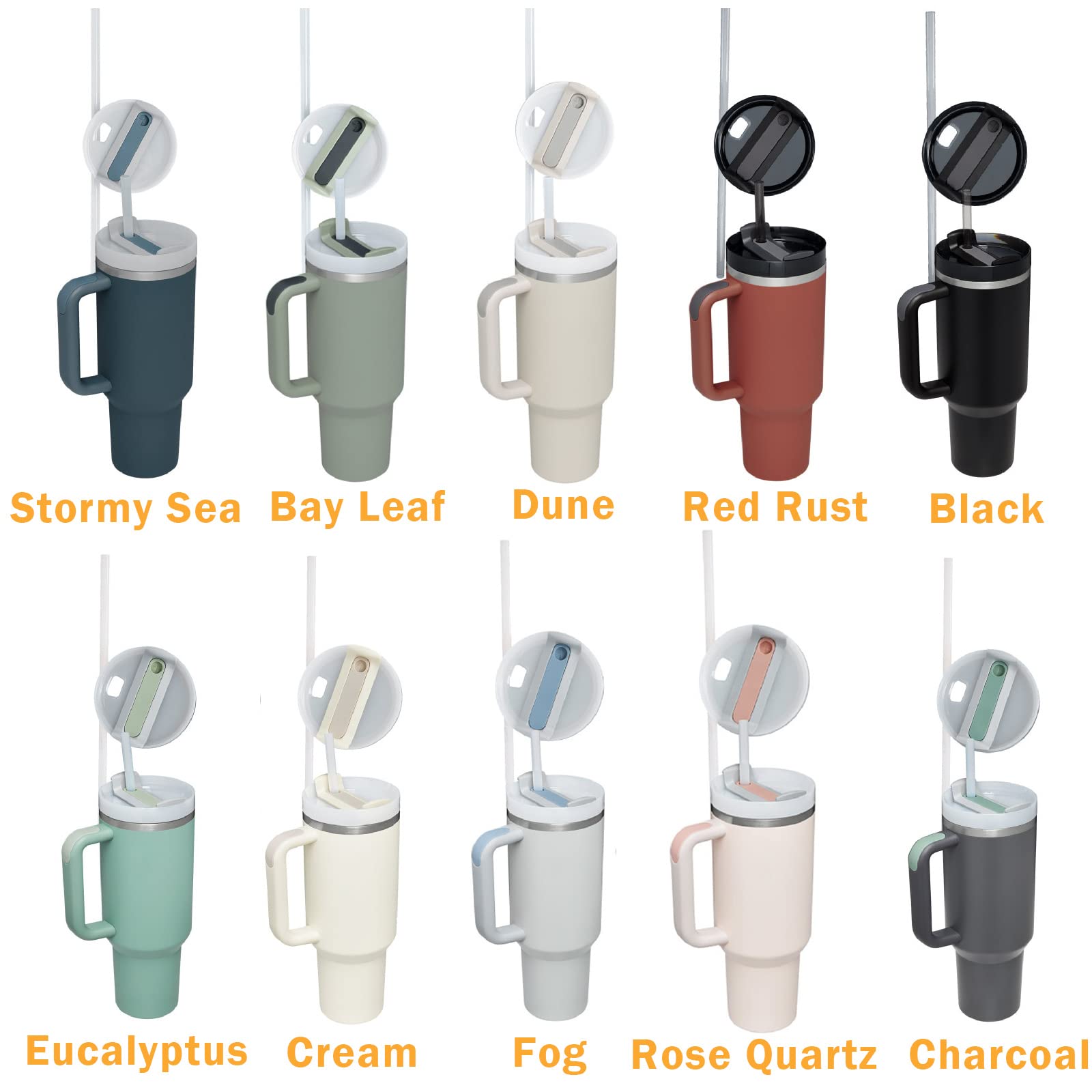 Tasse de voyage isotherme en acier inoxydable, 1200 ml – Tasse à café scellée sous vide avec poignée et paille – Gobelet réutilisable à double paroi pour boissons chaudes et froides