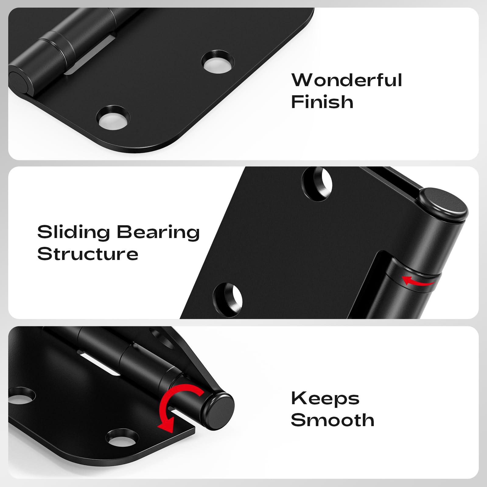 Rounded 24 Pack Black Door Hinges 3.5 Inch 5/8" Radius Ball Bearing — Amazon image 4