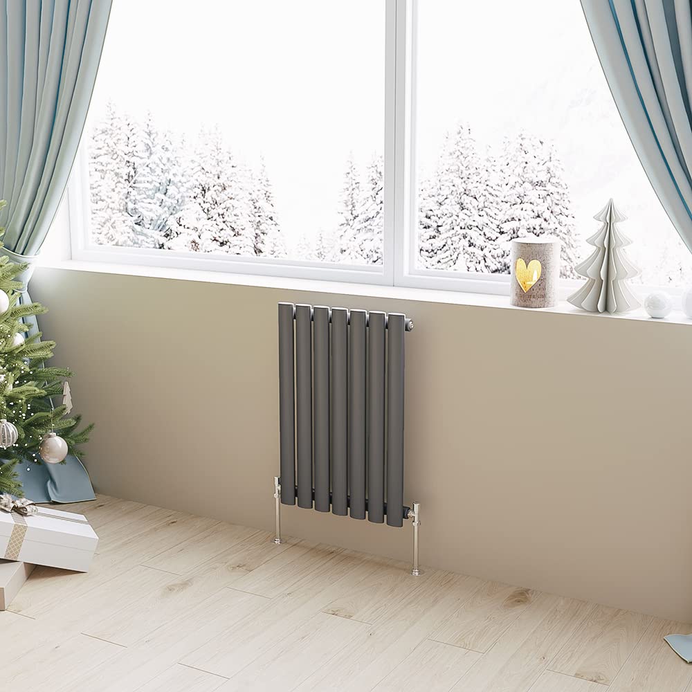 Huiyang Anthracite Horizontal Radiator Oval Column Designer Central Heating Rad 600X413mm Single