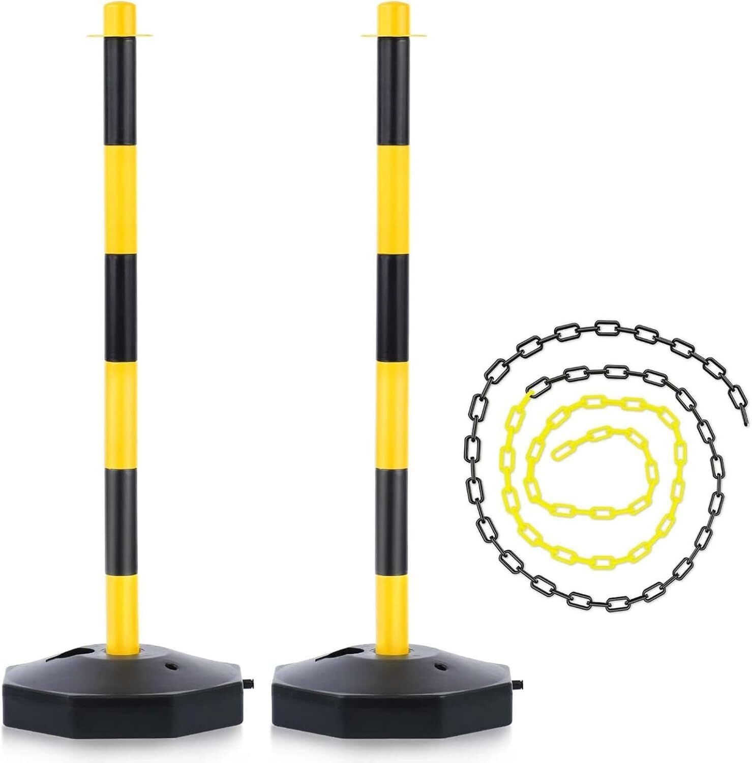 MOKLYF Caution Cones,Parking Barrier,Bollard Fold Down Car Park Driveway Guard Saver Blocker (Black)