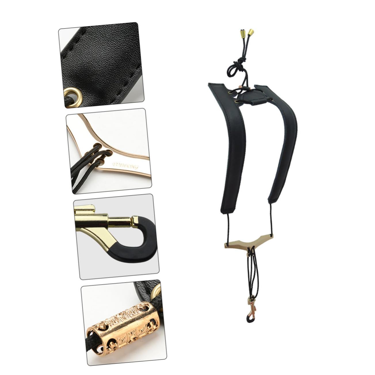 Abaodam Cinturino per Sassofono in Pelle e Nylon, Doppia Spalla Distribuzione Uniforme del Peso, Supporto Resistente e Regolabile per Musicisti Stili multipli