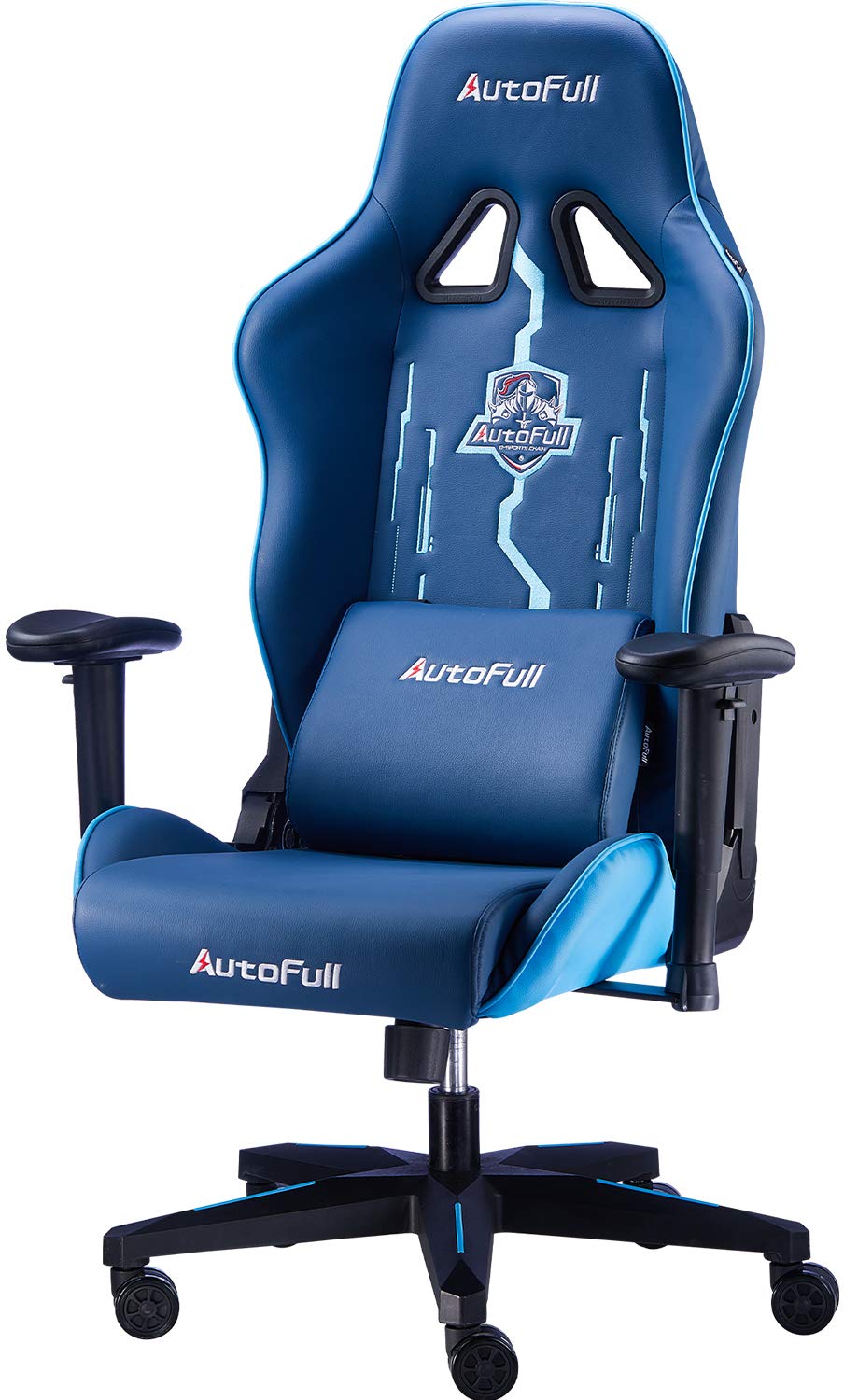 AutoFull Gaming Chair Racing Office Ergonomic High-Back Computer Chair PU Leather Desk Chair with Headrest and Lumbar Support E-Sports Swivel Chair, Indigo