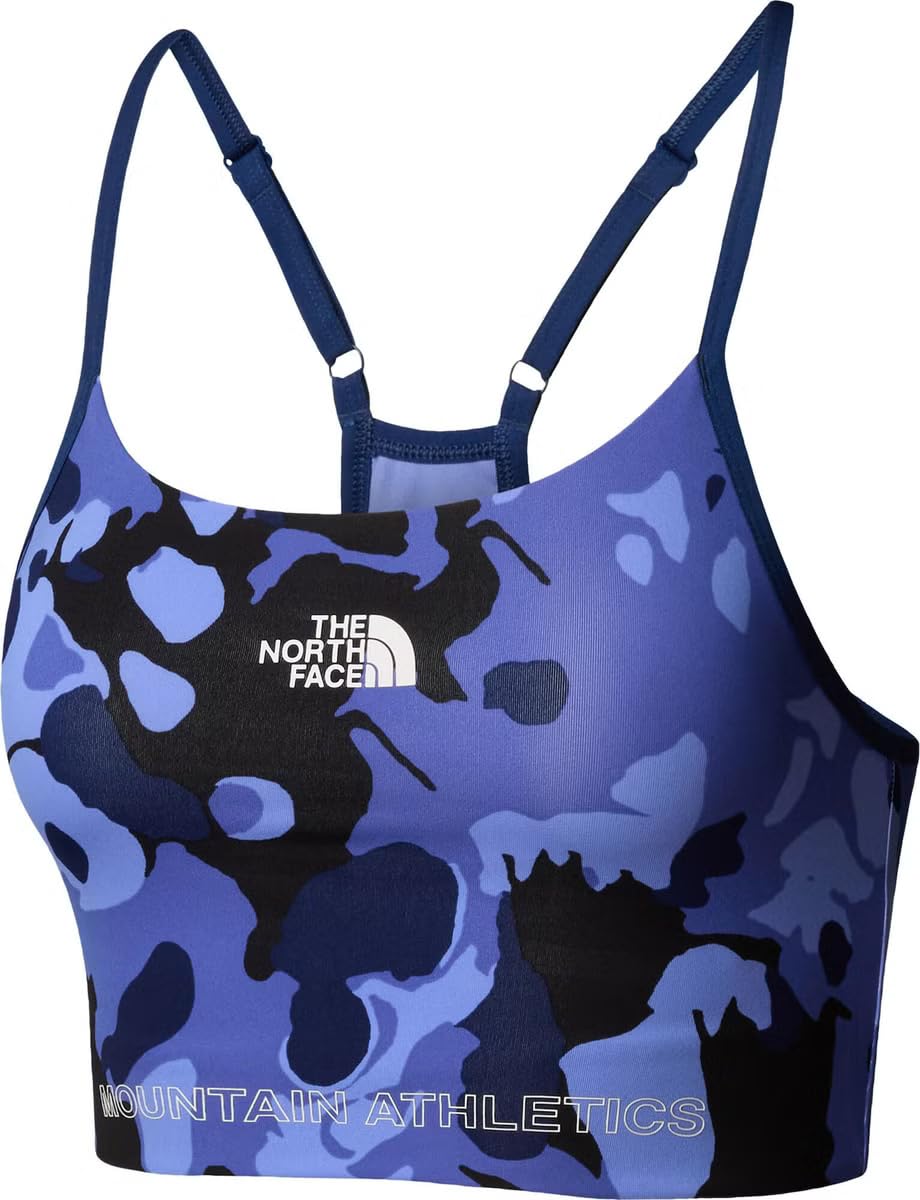 The North Face Women's Mountain Athletics Flex Light AOP Sports Bra, Virtual Blue Light Show, M