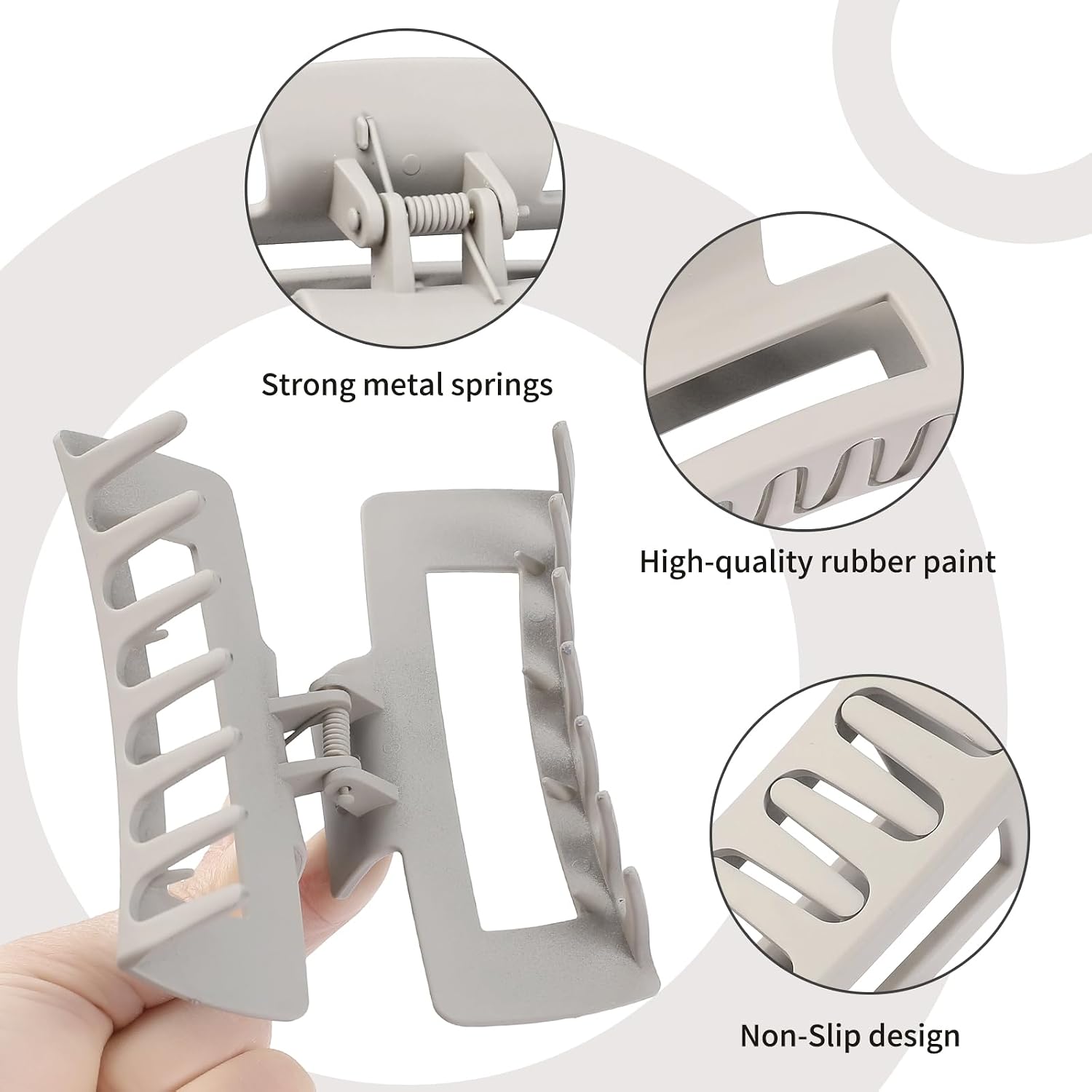 Sisiaipu 4 Inch Big Hair Claw Clips 6 Pcs Large Claw for Thick Hair Square Hair Clips for Women Rectangle Hair Clips Nonslip Acrylic Banana Jaw Clips Hair Accessories for Girls (Regular) image 5