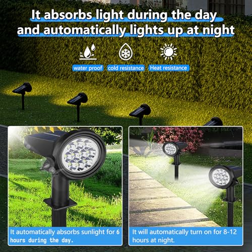 JUGATAMAIBU Solar Spot Lights Outdoor，Solar Lights Outdoor Waterproof IP68，Dark Sensing Auto On/Off，Suitable for Garden, Corridor Landscape Lighting and Flag Lighting. (Multicoloured, 2-Pack) by JUGATAMAIBU - Image 4
