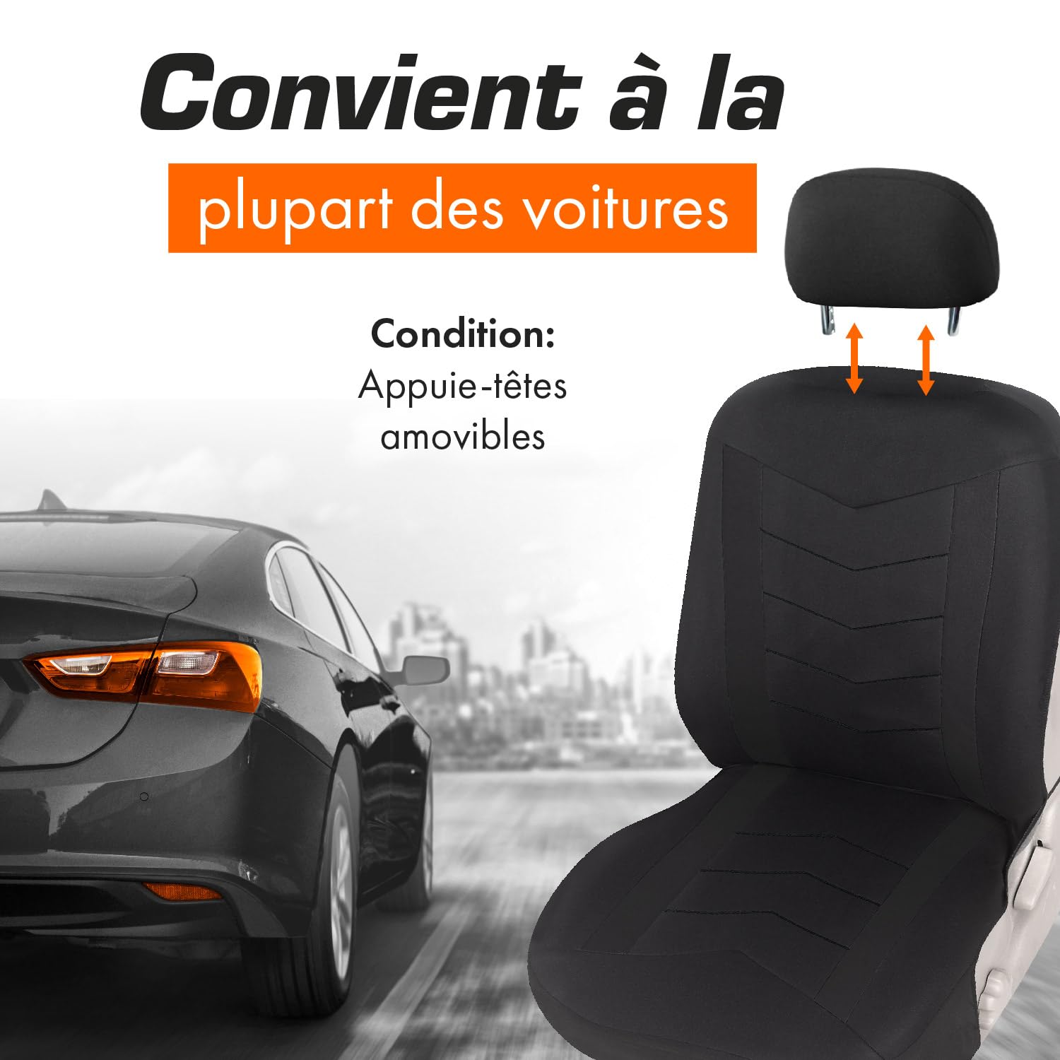 upgrade4cars Housse de Siege Voiture Universelle Noir | Ensemble de Housses Siège Auto Universel | Couvre Sieges pour Avant et Arrière