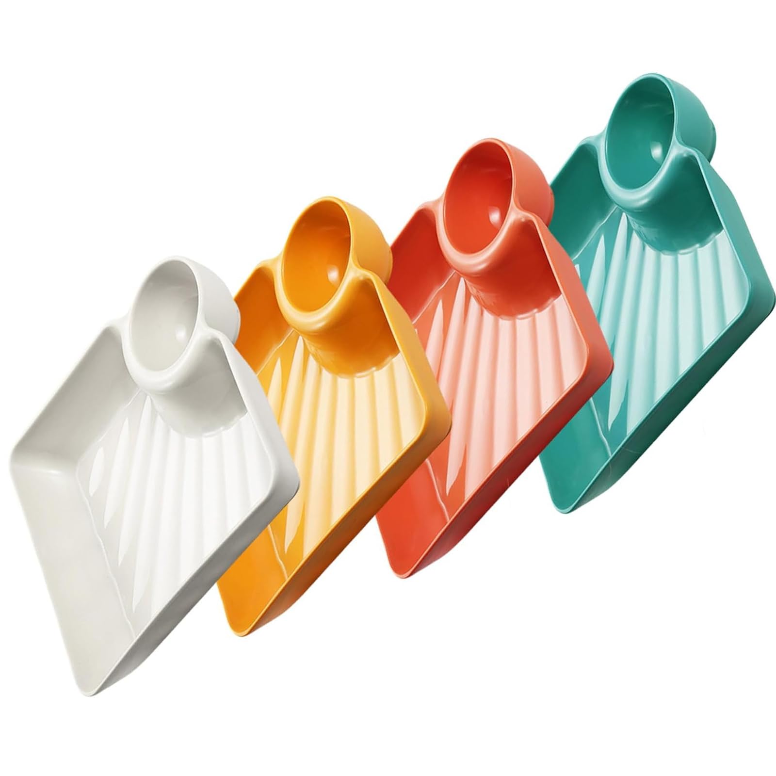 APGLSXY Of 4 Dessert Plates with Dividers Ideal for Serving Appetizers Chip and Dips Multipurpose Sauce Container Appetizer Divider Plate
