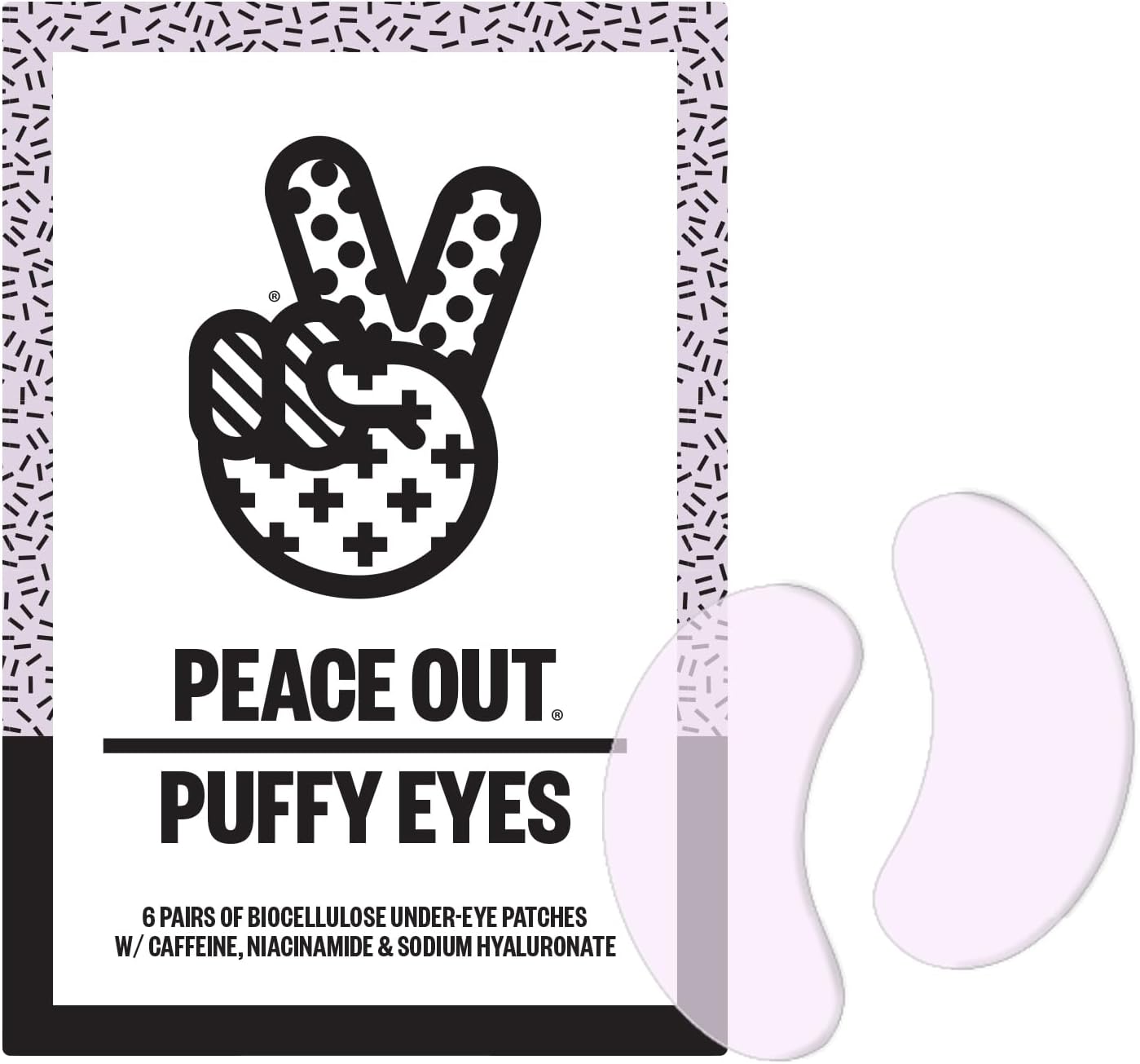 Peace Out Skincare Puffy Eyes. Biocellulose Under-Eye Patches die puffiness, donkere cirkels en triget-look ogen met caffine en niacinamide minimaliseren (6 paar)