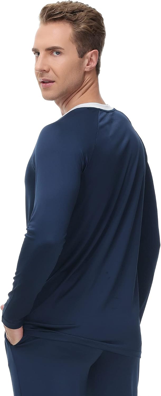 Ink+Ivy Men's Sleepwear Pajama Top Long Sleeve Crewneck T-Shirt, Soft Sueded Jersey Tee Loungewear, Undershirt