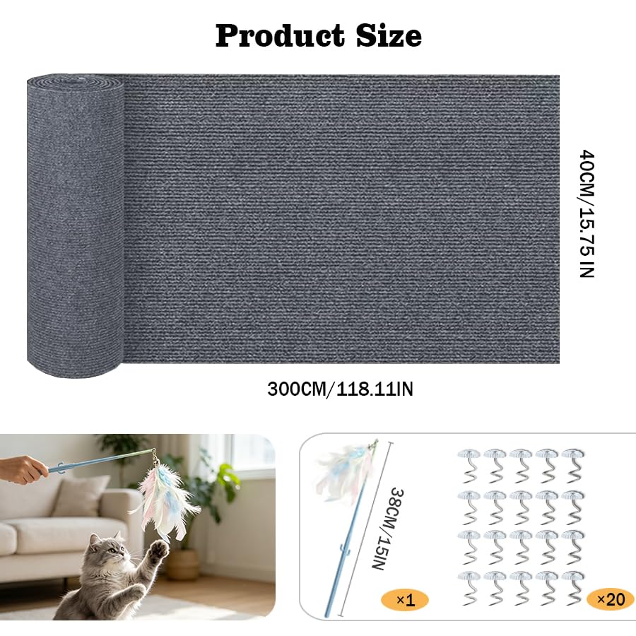 Planche à gratter murale et tapis griffoir autocollant pour chat - 2