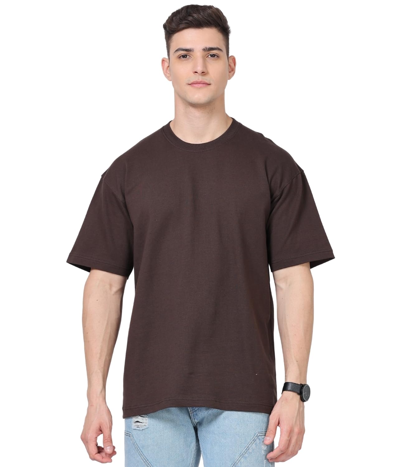 Notfunny 280 GSM Pure Organic Cotton Oversized t Shirts for Men | Drop Shoulder Tshirt for Men & Boys (Available in Black, Blue, Beige,Orange & White)-image-22