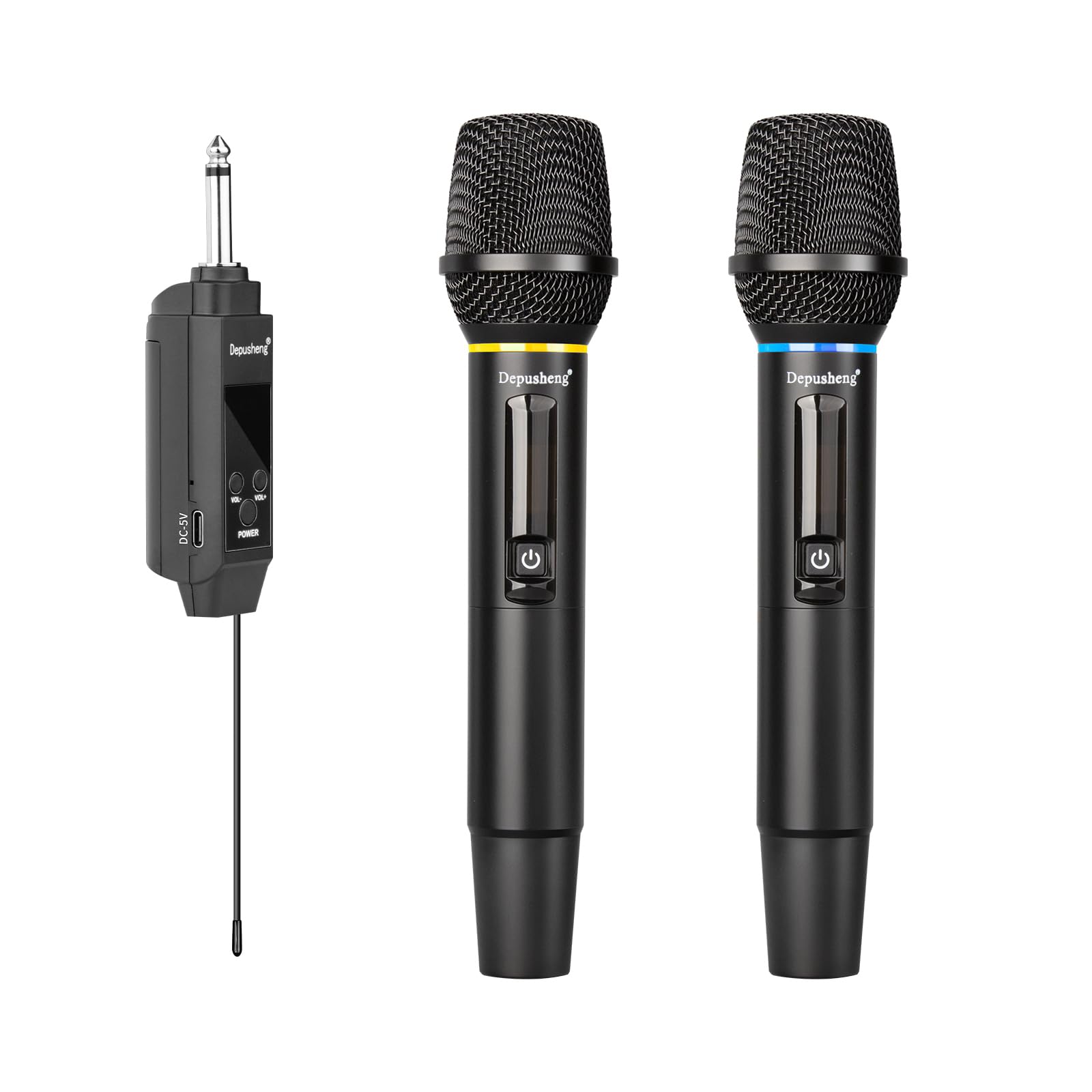 Depusheng Microfono wireless S2, microfono dinamico palmare, microfono per karaoke con ricevitore ricaricabile per feste di matrimonio, chiese e club (DPS-S2-2)