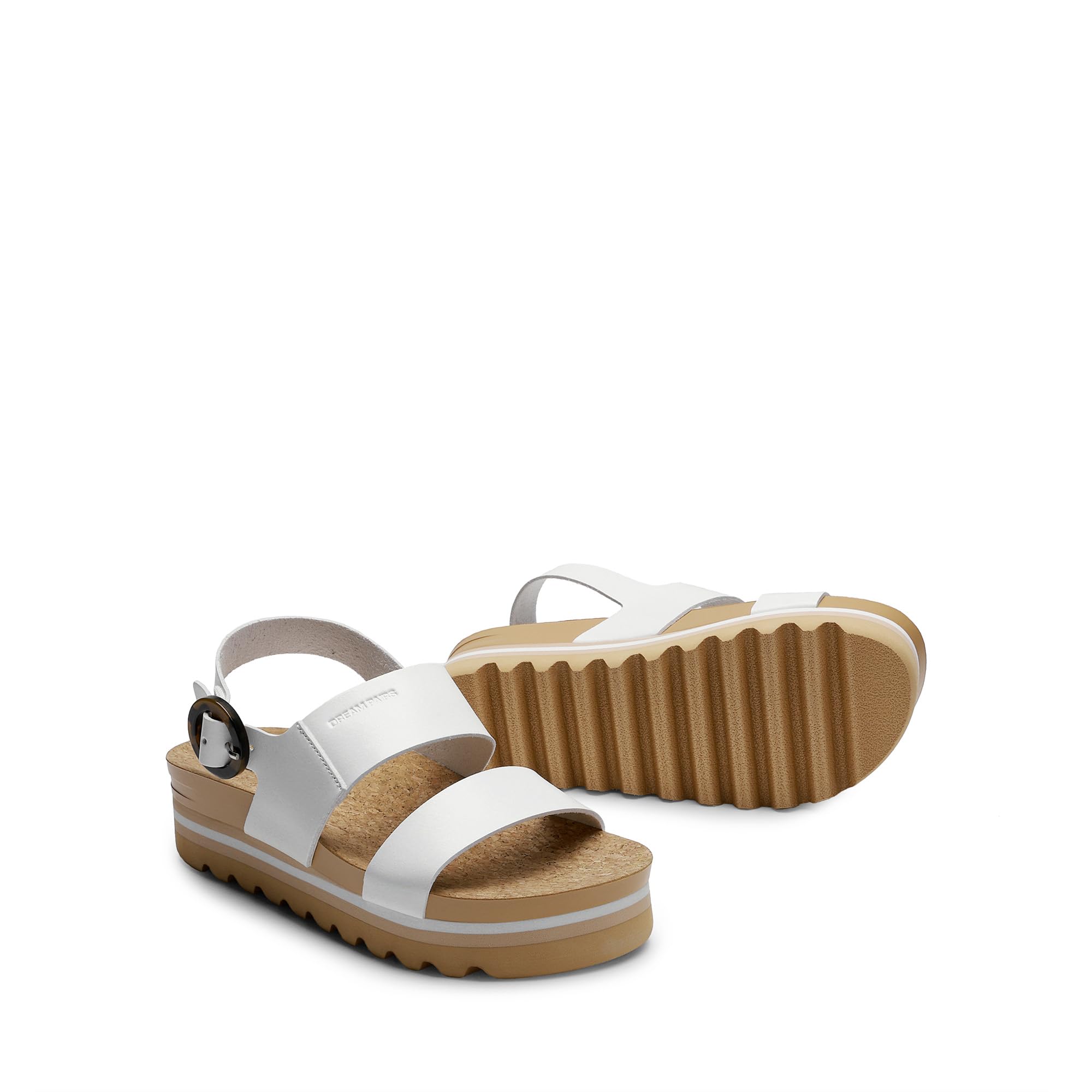 DREAM PAIRS Sandali ortopedici da donna con piattaforma di supporto per arco plantare, comodi, soletta in sughero, zeppe basse, sandali piatti estivi con fibbia carina, zeppe per la spiaggia