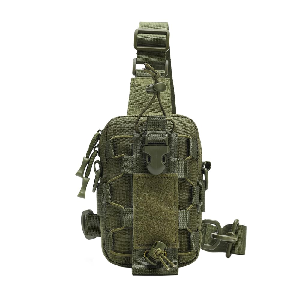 BDKMMS Small Sling Bag, MOLLE Chest Backpack with Adjustable Strap Waterproof Crossbody Waist Pack for Traveling, Cycling, Climbing, Hiking, Running