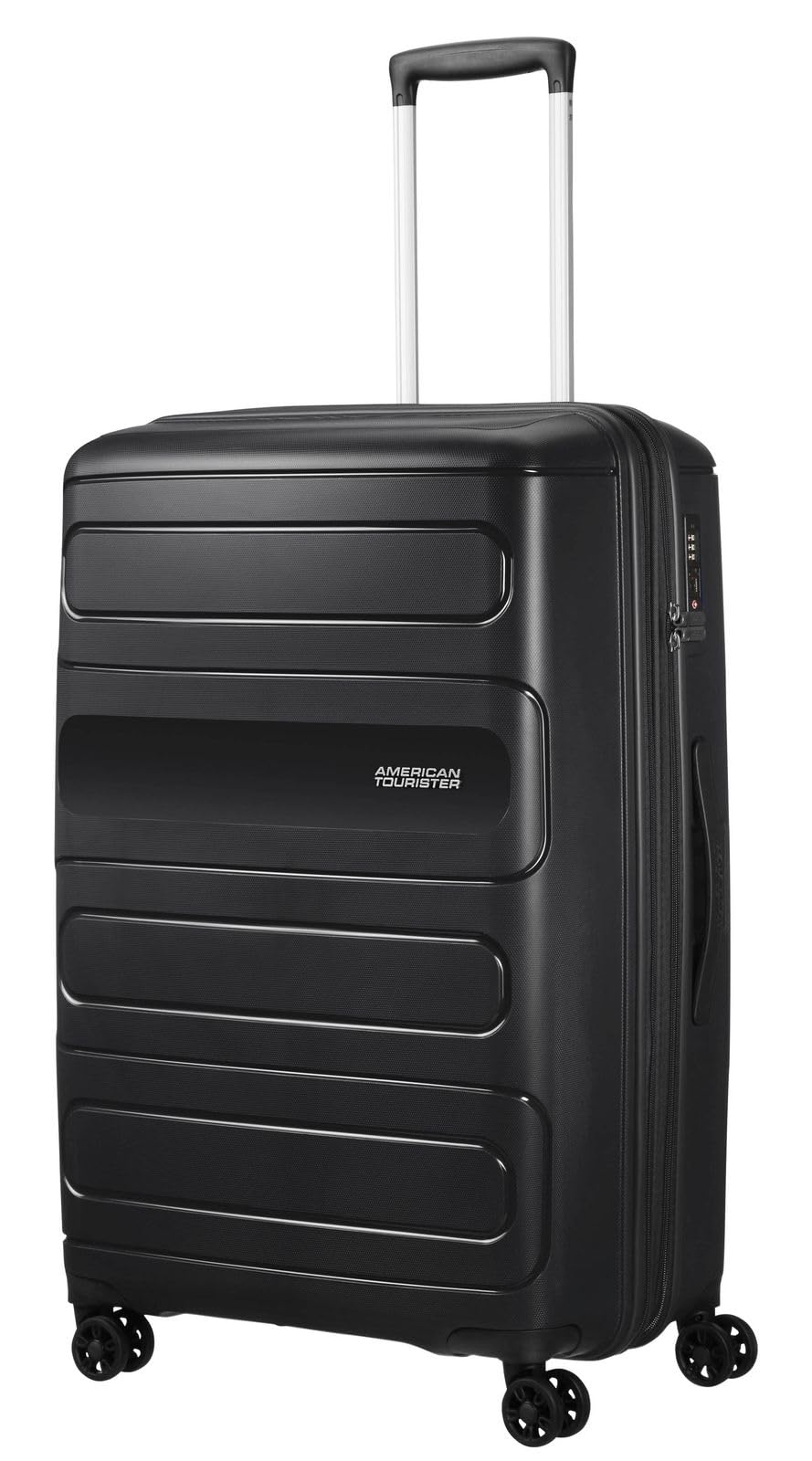 American Tourister Sunside - Spinner L, Erweiterbarer Koffer, 77 cm, 106/118 L, Schwarz (Black)