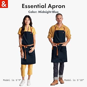 Hedley & Bennett Midnight Blue Essential Apron,Professional Chef Apron with Pockets and Adjustable Bib Strap for Cooking & Grilling,Kitchen Aprons for Men & Women, Midnight Blue, Default