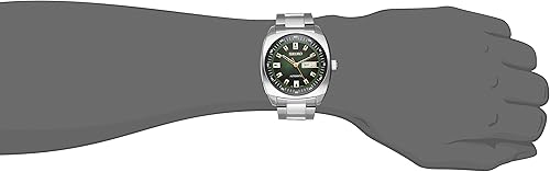 Miniatura 3 de Seiko Reloj analógico de acero inoxidable plateado con marcado automático verde para hombre SNKM97
