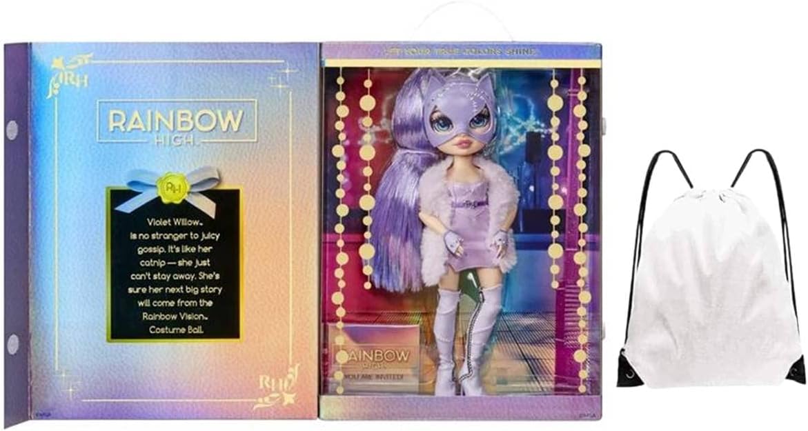 Rainbow Vision Costume Ball Rainbow Hide Doll - Fashion Collectors Doll - 11" (Violet Willow)