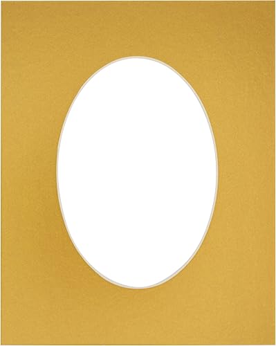 CountryArtHouse Marco ovalado de 16 x 20 pulgadas, color dorado metálico, sin ácidos, con núcleo blanco, corte biselado para fotos de 11 x 14
