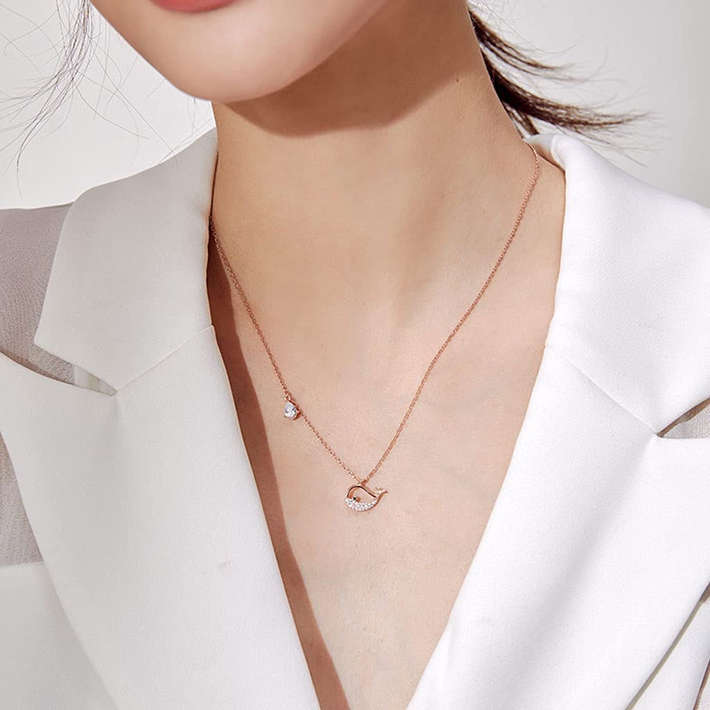 Collane Collana a Sospensione clavicola Lunghezza Totale 16.93in, collane per Donna, Piccola Forma di Balena, collane in Argento Sterling Collana da Donna