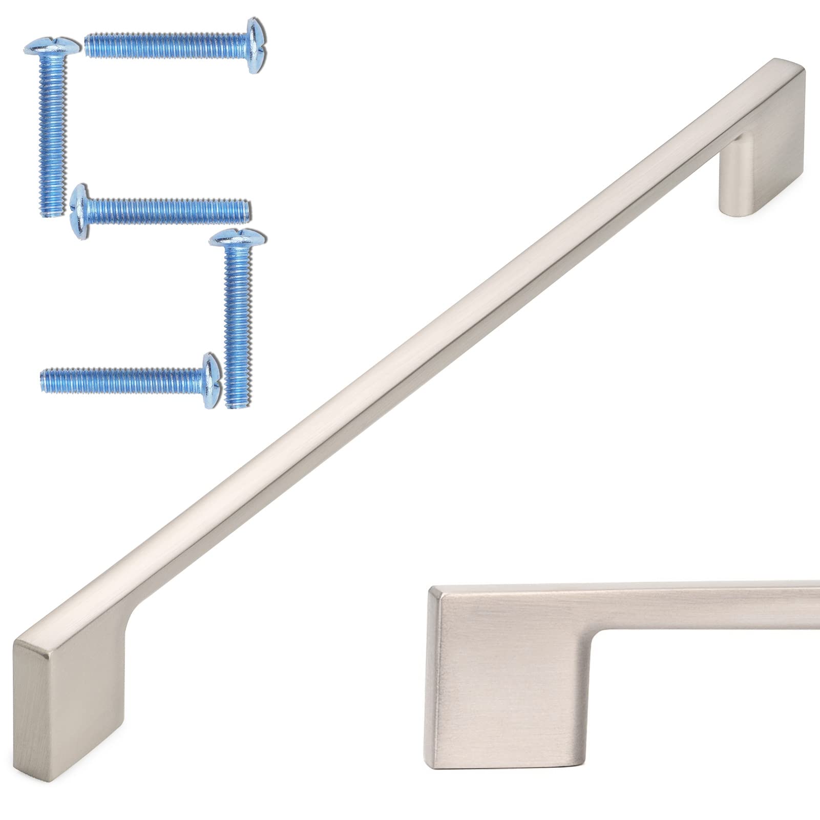 KOOFIZO 5 Pack 8-4/5 Inch Brushed Nickel Kitchen Cabinet Pulls Stain Nickel Cabinet Handles Silver Cabinet Hardware for Kitchen Cabinets Drawer P01 Dresser Cupboard Bedroom Bathroom — image 1