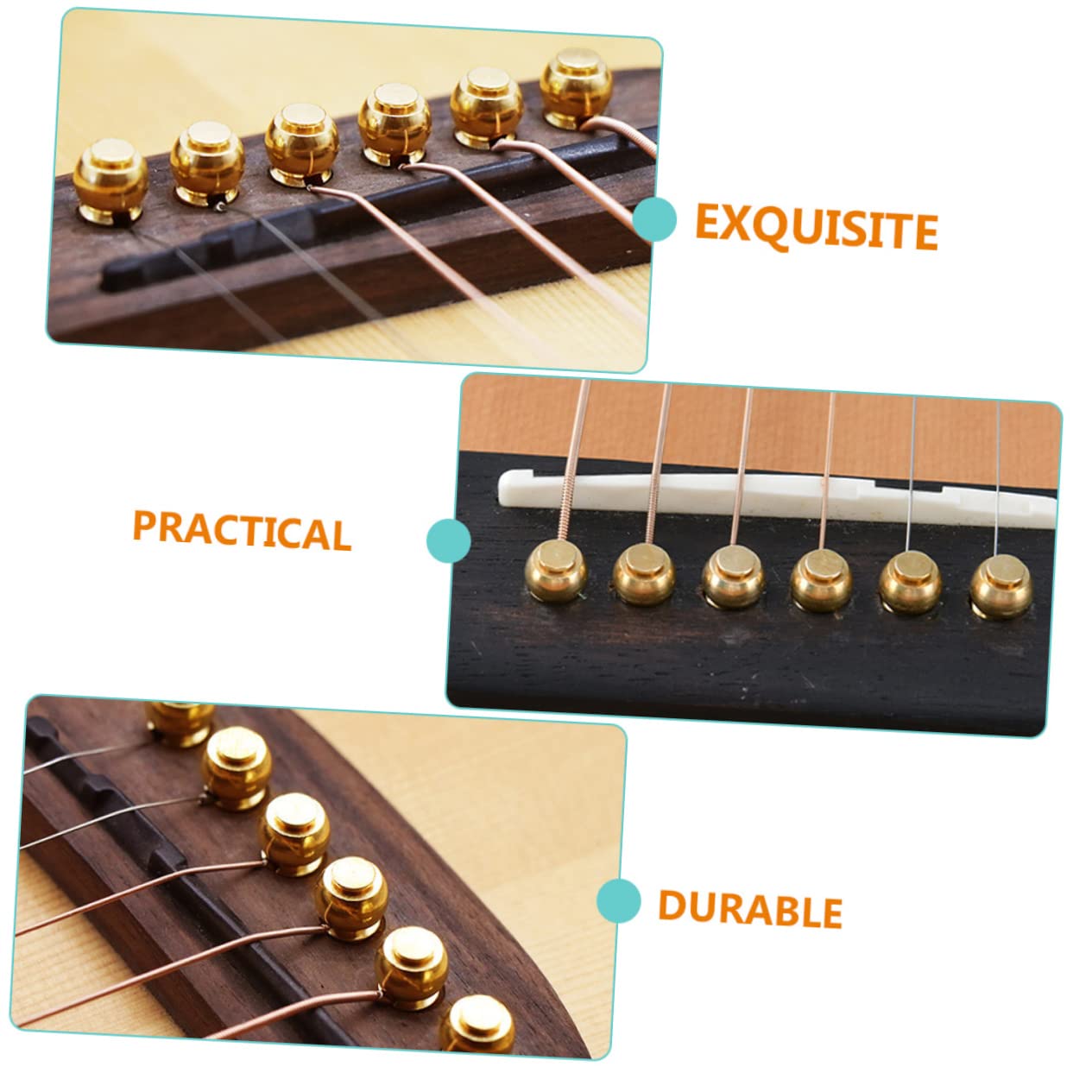 HEMOTON 5 Set Di Piroli Di Accordatura in Ottone Per Chitarra Acustica/elettrica Accessori Per Perni Di Corda 12 Pezzi*5