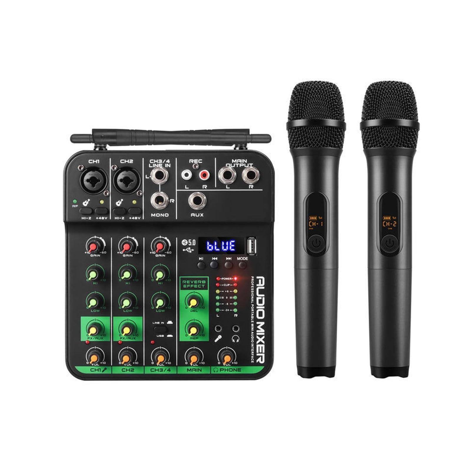2pcs Console DJ De Mixage Avec Carte Son, Microphone Sans Fil 5V