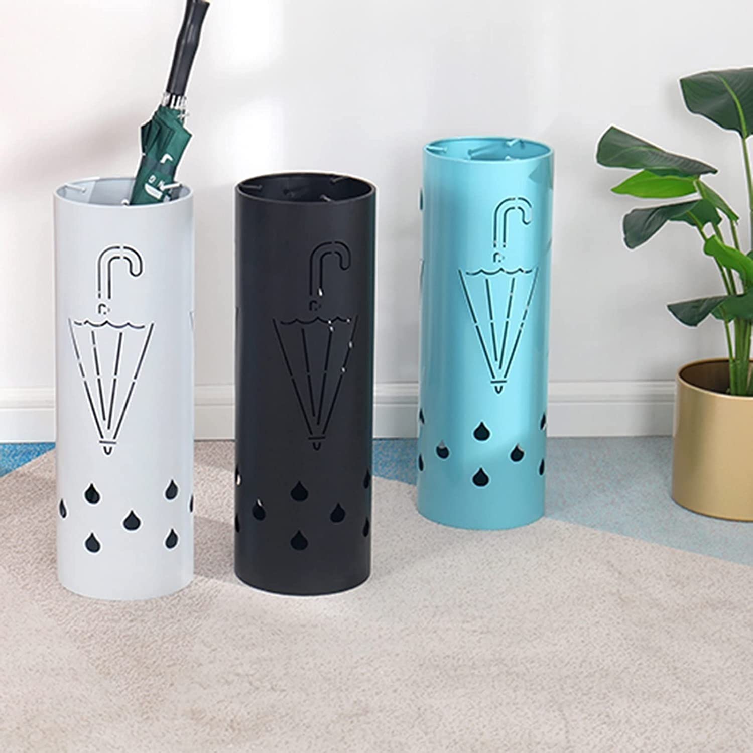 Amazon｜傘立て 傘模様の丸い中空彫刻傘立て、鉄の傘収納ホルダー