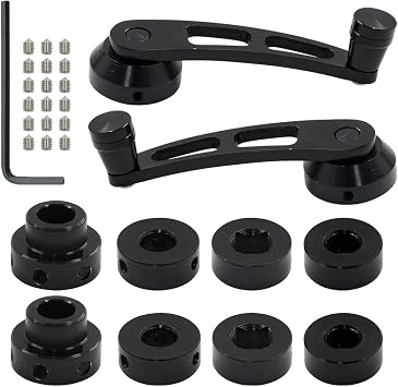 Window Crank Handle Window Winder Crank Riser Handle Replacement Billet Aluminum, Axis Size 0.4" Round or 0.4" Square or 0.4" Round with 16 Splines Compatible with Classic CarBlack