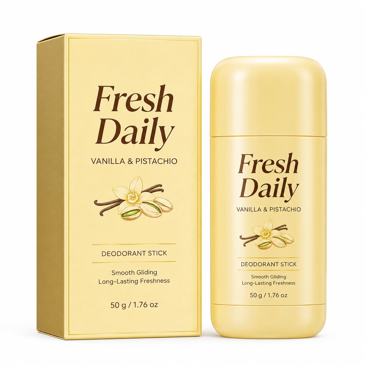 Vanilla & Pistachio Deodorant Stick, 50g Daily Underarm Care, Smooth Glide Application, Fresh Scent Personal Care Stick for Women (2pcsVanilla & Pistachio Deodorant Stick)
