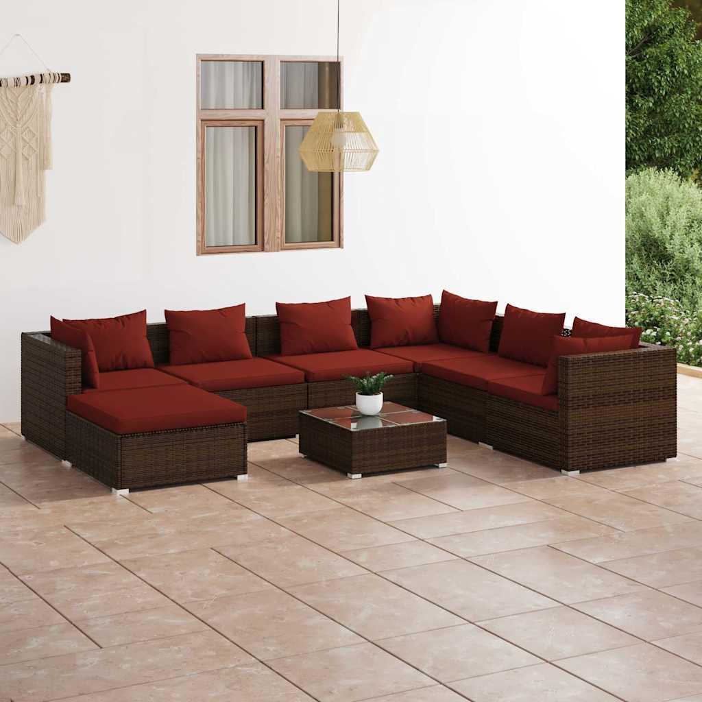 Set da giardino da 8 pezzi, divano modulare in polyrattan