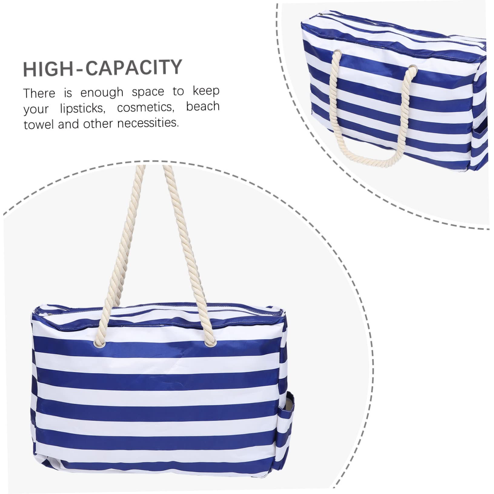 ibasenice Sac de Plage Imperméable Grand Sac Toile Pochette pour Activités de Plein Air à Main Extérieur avec Porte-clés Intégré et Poches Extérieures