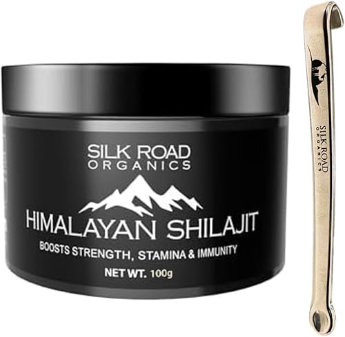 SILK ROAD ORGANICS Shilajit puro del Himalaya (3.53 onzas) con ácido fúlvico y más de 84 minerales traza para metabolismo, apoyo al sistema