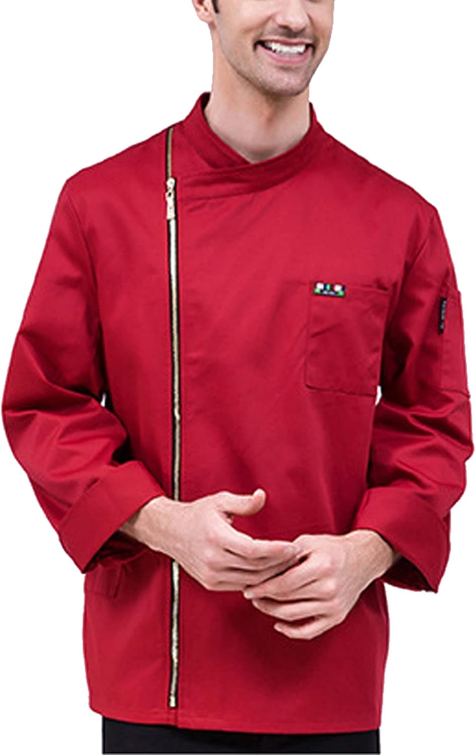 Chef Coat, Chef Jacket Catering Autumn Tunic Work Wear Clothes Zipper Restaurant Uniforrms Coat Women Kitchen Cook Clothing