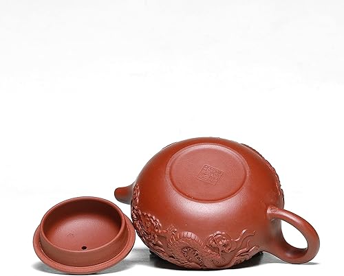 Miniatura 5 de Zisha - Tetera de arcilla Yixing de 8 onzas con filtro, fanggu de alivio de dragón hecho a mano, juego de té chino de Kung Fu