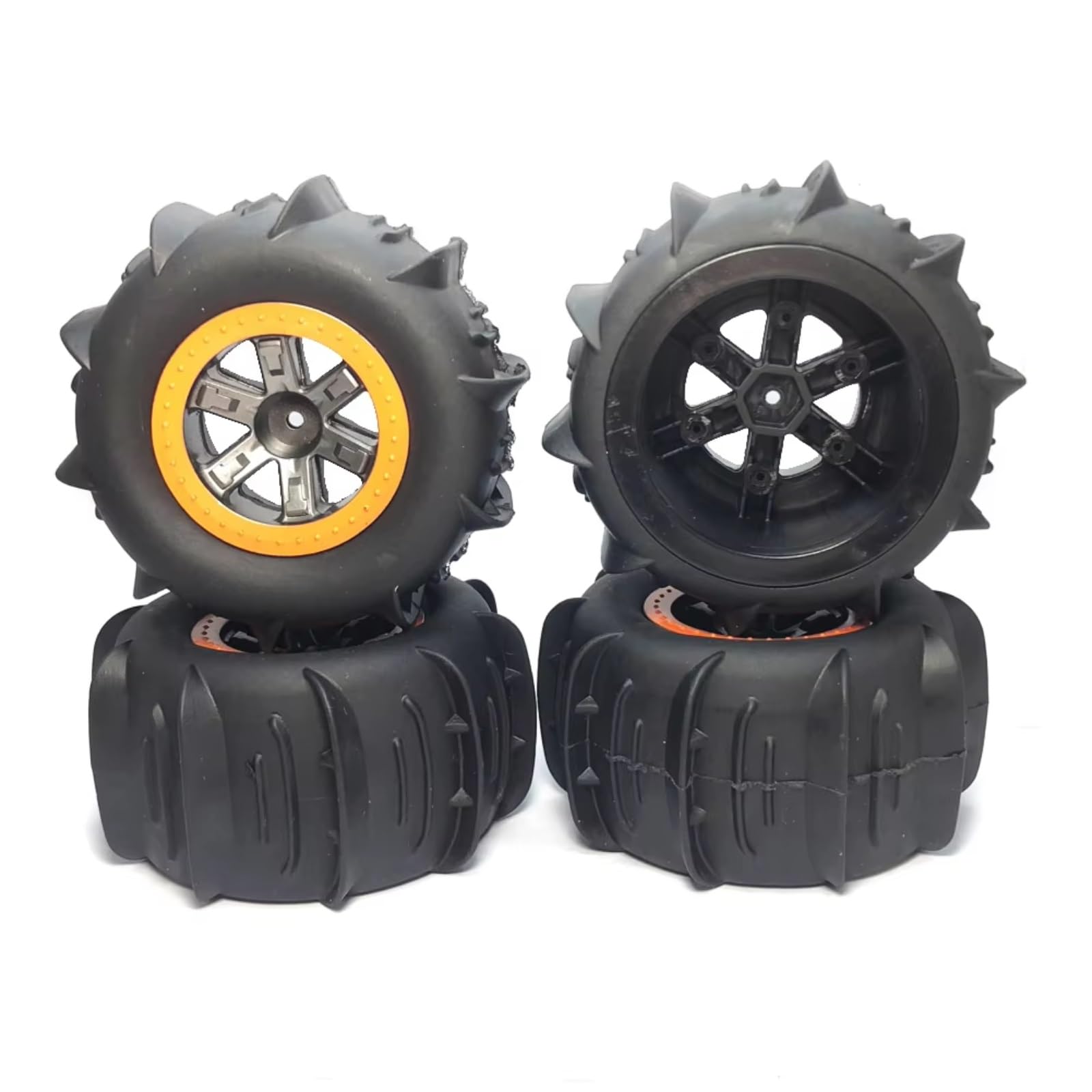Neumáticos Coche RC Compatible con 9125 9155 9156 S920 S921 104009 para Arena Agua Nieve 1/10 Piezas De Coche RC 4 Neumáticos De Goma Blanda con Diseño De Paletas Y Llantas Hexagonales