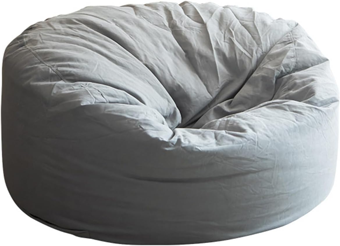 Bean Bag Chair Cover for Adults Comfy Breathable Giant Round Beanbag Cover SWashable Bean Bag Couch Cover No Padding (Navy Blue, 50 * 120 * 120cm)