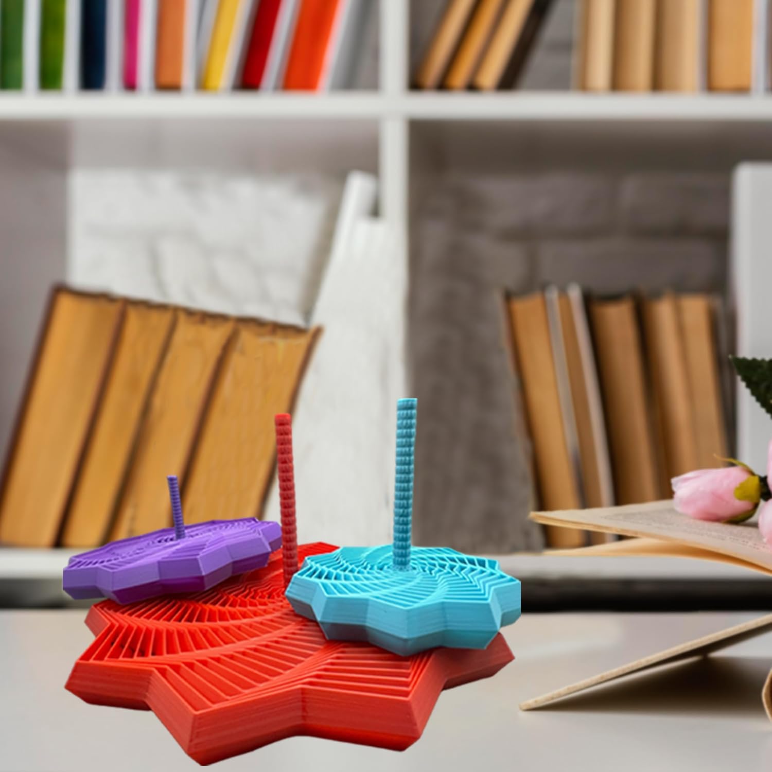 3D Printed Expanded Sensory Fidget Star, 3D Printed Hexagon Fidget Toy, 3D Printed Honeycomb Fidget Toy, Fractal Fidget Hexagon, 10 Point Expandable Sensory Toy (1 pc 20 Rings)