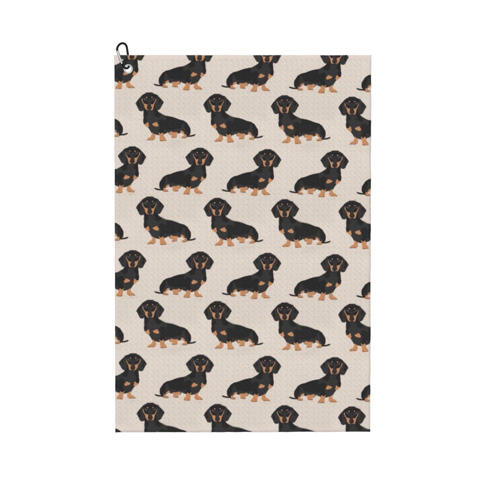 Hnnkloy Sausage Dog, 16x24 in Portable Waffle Golf Towels with Carabiner Clip for Golf Bag