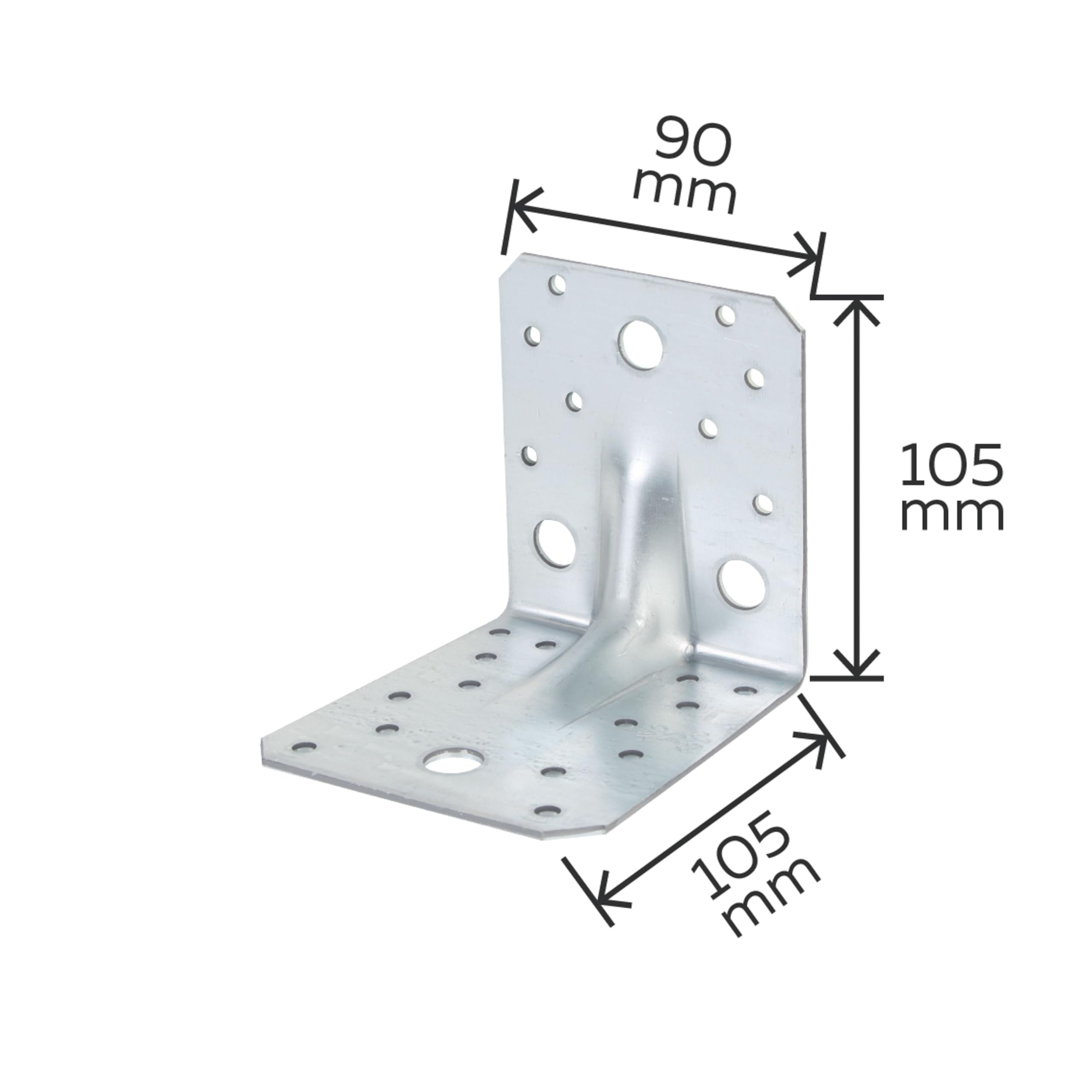 Alberts 846626 Schwerlast-Winkelverbinder mit Sicke | sendzimirverzinkt | 105 x 105 x 90 mm | 24er Set