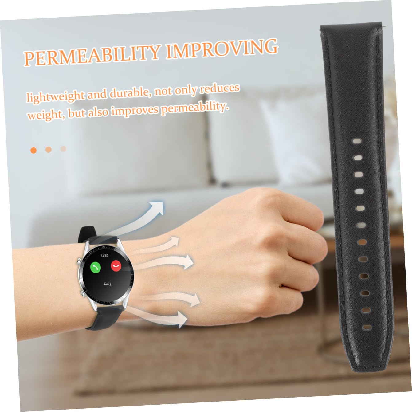 HOMSFOU Correa De Cuero Genuino Reloj Inteligente Pulsera Inteligente Banda De Reloj Inteligente Correas De Reloj Para Hombres Cómoda Correa De Reloj Bandas De Reloj Pulsera Inteligente