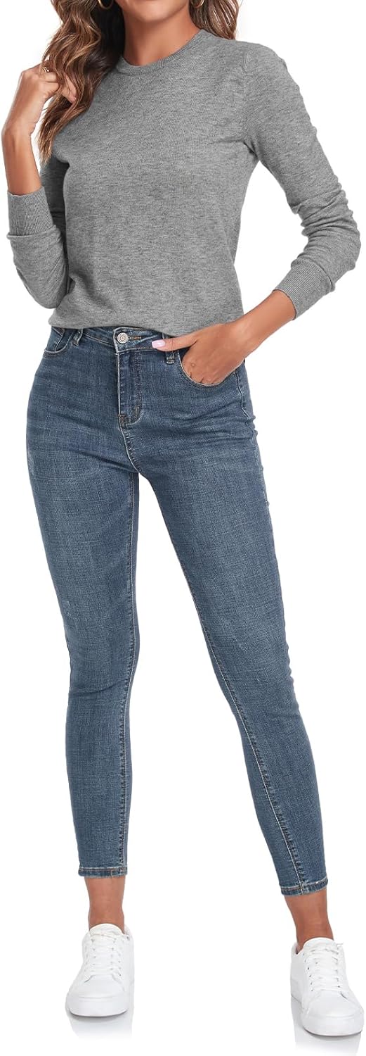 QUALFORT Women's Sweaters Long Sleeve Soft Lightweight Basic Knitted Pullover Sweater - Image 7