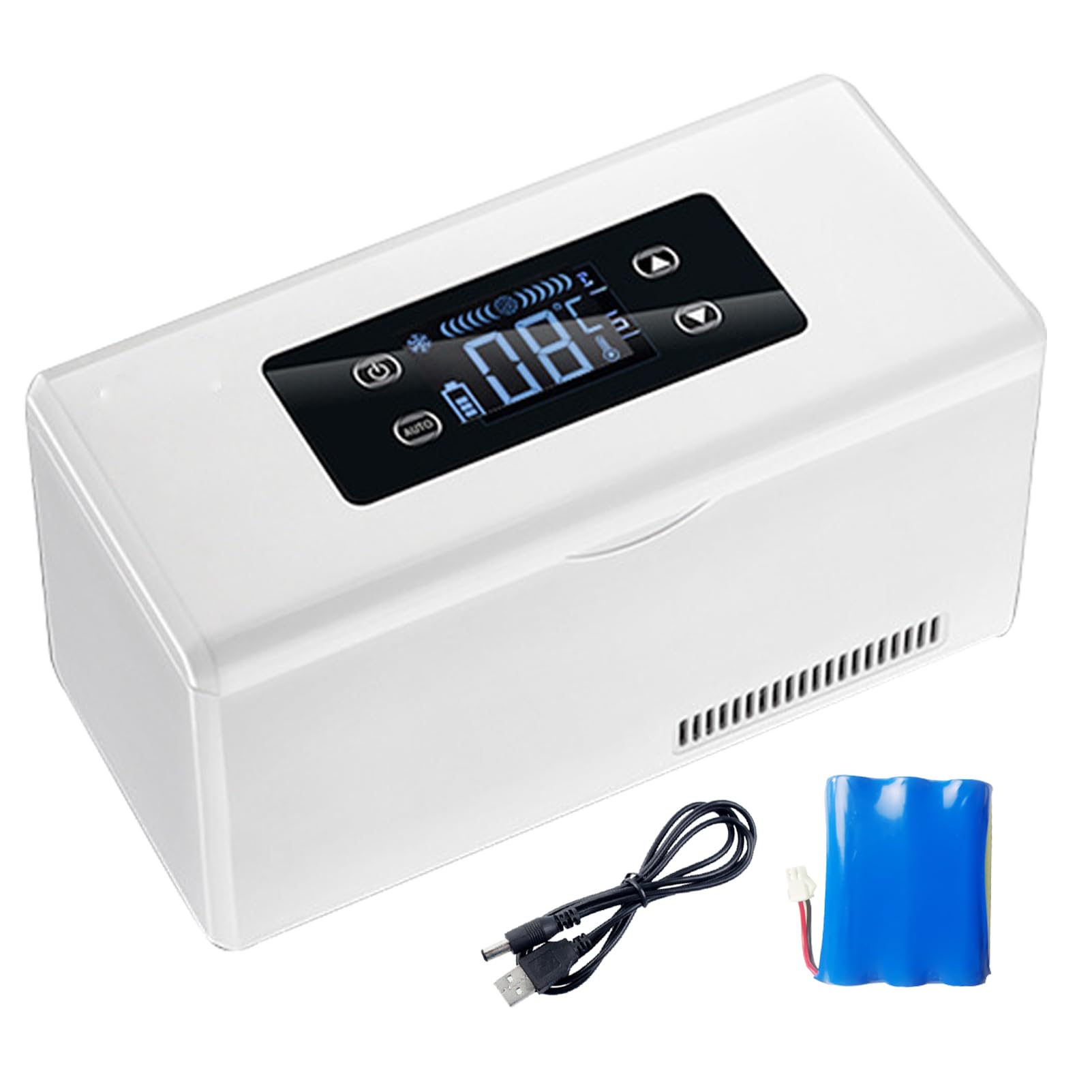 Mini refrigerador portátil para insulina, mini refrigerador portátil con pantalla LED, 2-8 °C, refrigerador para medicamentos, gran espacio, batería de litio de 10200 mAh, 1 batería