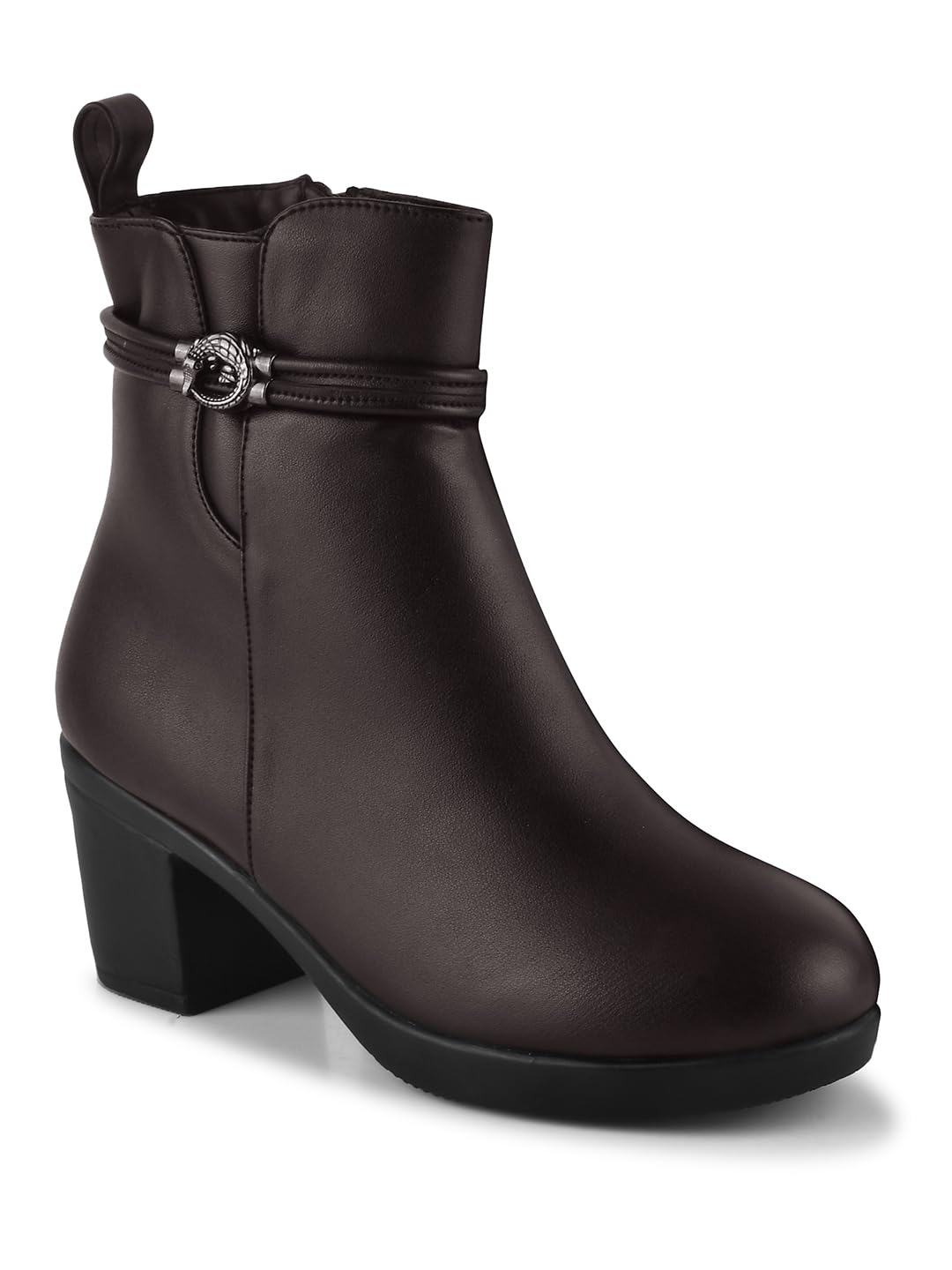 Shuz TouchBlack Solid Block Heel Ankle Boots